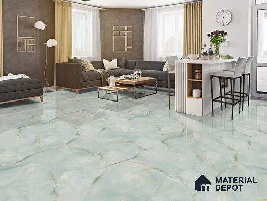 Marble Wall & Floor Tile TL 09331 Blue 4 ft x 2 ft Glossy Finish Vitrified Tile - 9 mm | 5 Random Designs | Suitable For Living Room, Bedroom, Dining