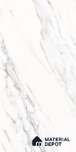 Marble Statuario Wall & Floor Tile TL 09336 Off-White 4 ft x 2 ft High Gloss Finish Vitrified Tile - 9 mm | 7 Random Designs | Suitable For Living Room, Bedroom, Dining