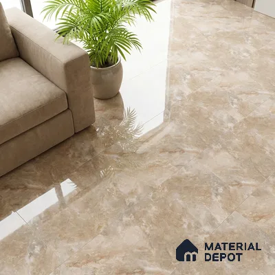 Marble Floor & Wall Tile TL 09340 Livid Beige 4 ft x 2 ft Polished Finish Vitrified Tile - 9 mm | 1 Random Design | Suitable For Living Room, Bedroom, Dining Area
