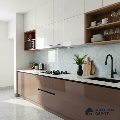 Marble Floor & Wall Tile TL 09349 Moorish Teal 4 ft x 2 ft Polished Finish Vitrified Tile - 9 mm | 3 Random Design | Suitable For Living Room, Bedroom, Dining Area