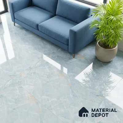 Marble Floor & Wall Tile TL 09349 Moorish Teal 4 ft x 2 ft Polished Finish Vitrified Tile - 9 mm | 3 Random Design | Suitable For Living Room, Bedroom, Dining Area