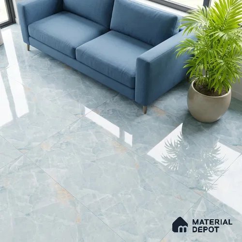 Marble Floor & Wall Tile TL 09349 Moorish Teal 4 ft x 2 ft Polished Finish Vitrified Tile - 9 mm | 3 Random Design | Suitable For Living Room, Bedroom, Dining Area
