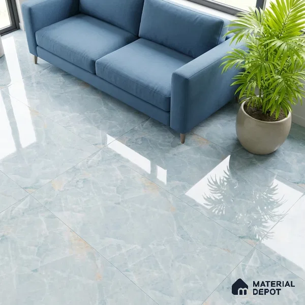 Marble Floor & Wall Tile TL 09349 Moorish Teal 4 ft x 2 ft Polished Finish Vitrified Tile - 9 mm | 3 Random Design | Suitable For Living Room, Bedroom, Dining Area