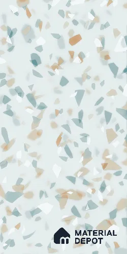 Terrazzo Floor & Wall Tile TL 09354 Carmen Teal 4 ft x 2 ft Polished Finish Vitrified Tile - 9 mm | 4 Random Design | Suitable For Living Room, Bedroom, Dining Area