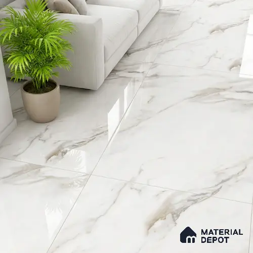 Floor & Wall Tile TL 09359 | Flona White 4 ft x 2 ft Finish Vitrified Tile - 9 mm | 4 Random Design | Suitable for Living Room, Bedroom, Bathroom & Kitchen