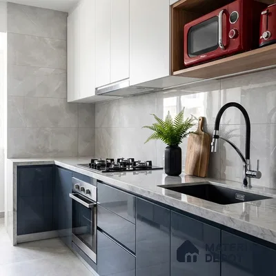 Floor & Wall Tile TL 09360 | Levent Grey 4 ft x 2 ft  Finish Vitrified Tile - 9 mm | 4 Random Design | Suitable for Living Room, Bedroom, Bathroom & Kitchen