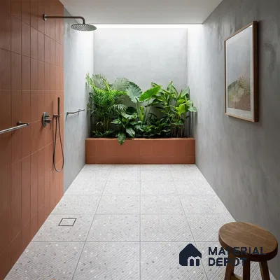 Terrazzo Parking Floor Tile TL 09361 B | Matte Finish 16 x 16 inch Vitrified Tile - 12 mm | Suitable For Parking, Courtyard | Pattern Alignment May Vary | 2-3 mm Spacer is Mandatory