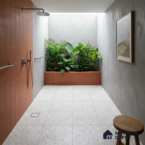 Terrazzo Parking Floor Tile TL 09361 B | Matte Finish 16 x 16 inch Vitrified Tile - 12 mm | Suitable For Parking, Courtyard | Pattern Alignment May Vary | 2-3 mm Spacer is Mandatory