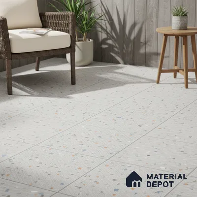 Terrazzo Parking Floor Tile TL 09361 B | Matte Finish 16 x 16 inch Vitrified Tile - 12 mm | Suitable For Parking, Courtyard | Pattern Alignment May Vary | 2-3 mm Spacer is Mandatory