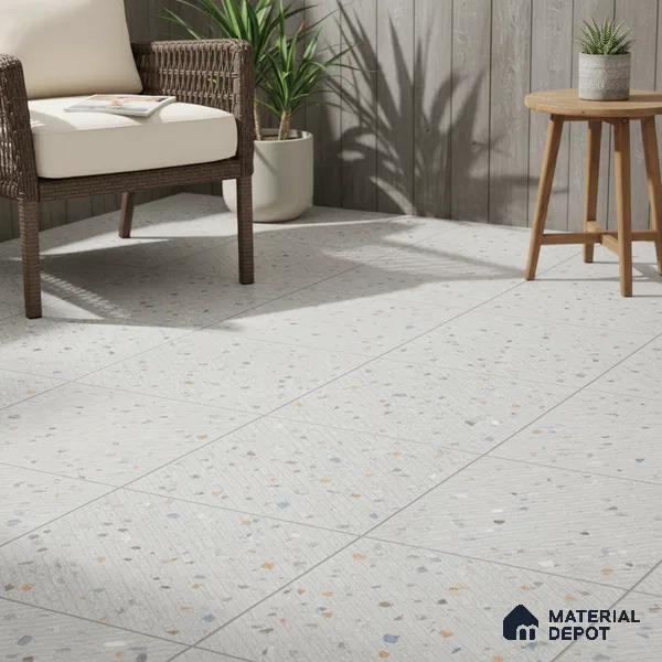 Terrazzo Parking Floor Tile TL 09361 B | Matte Finish 16 x 16 inch Vitrified Tile - 12 mm | Suitable For Parking, Courtyard | Pattern Alignment May Vary | 2-3 mm Spacer is Mandatory