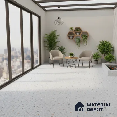 Terrazzo Parking Floor Tile TL 09361 B | Matte Finish 16 x 16 inch Vitrified Tile - 12 mm | Suitable For Parking, Courtyard | Pattern Alignment May Vary | 2-3 mm Spacer is Mandatory