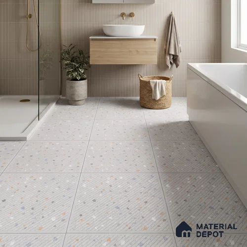 Terrazzo Parking Floor Tile TL 09361 B | Matte Finish 16 x 16 inch Vitrified Tile - 12 mm | Suitable For Parking, Courtyard | Pattern Alignment May Vary | 2-3 mm Spacer is Mandatory