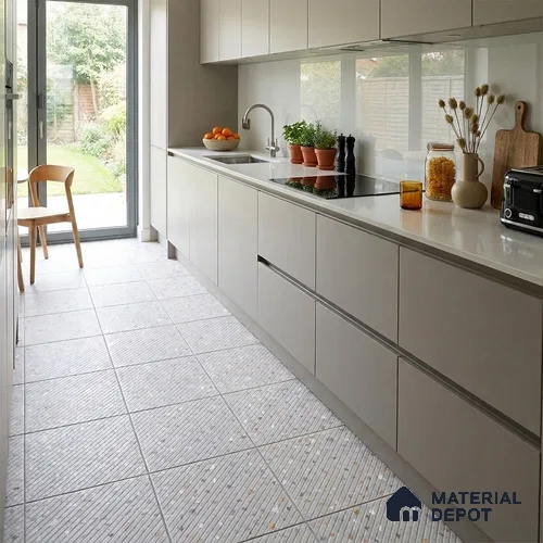 Terrazzo Parking Floor Tile TL 09361 B | Matte Finish 16 x 16 inch Vitrified Tile - 12 mm | Suitable For Parking, Courtyard | Pattern Alignment May Vary | 2-3 mm Spacer is Mandatory