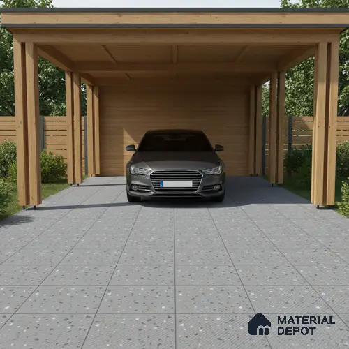 Terrazzo Parking Floor Tile TL 09361 | Matte Finish 16 x 16 inch Vitrified Tile - 12 mm | Suitable For Kitchen, Bathroom, Bedroom & Office | Pattern Alignment May Vary | 2-3 mm Spacer is Mandatory
