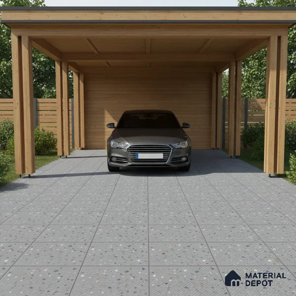 Terrazzo Parking Floor Tile TL 09361 | Matte Finish 16 x 16 inch Vitrified Tile - 12 mm | Suitable For Parking, Courtyard, High Traffic Areas | Pattern Alignment May Vary | 2-3 mm Spacer is Mandatory