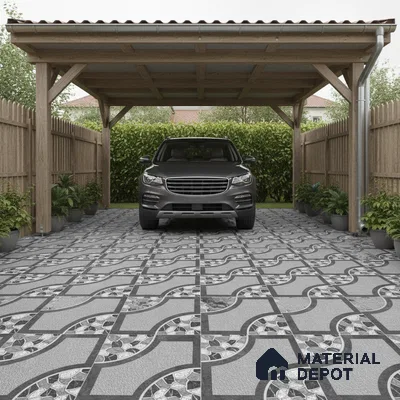 Patterned Look Floor Tile TL 09363 B | Matte Finish 16 x 16 inch Vitrified Tile - 12 mm | Suitable For Kitchen, Bathroom, Bedroom & Office | Pattern Alignment May Vary | 2-3 mm Spacer is Mandatory