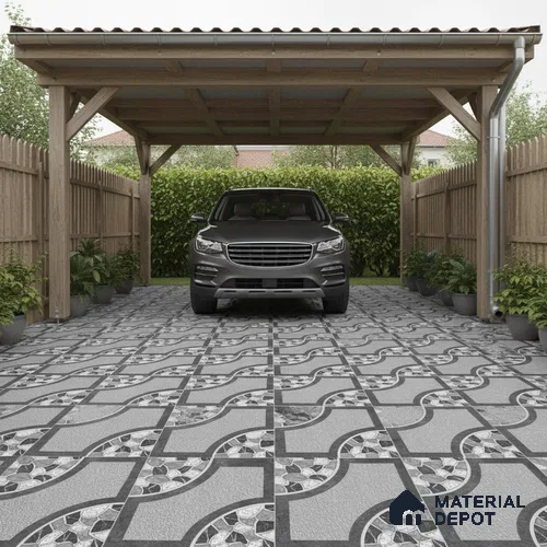 Patterned Look Floor Tile TL 09363 B | Matte Finish 16 x 16 inch Vitrified Tile - 12 mm | Suitable For Kitchen, Bathroom, Bedroom & Office | Pattern Alignment May Vary | 2-3 mm Spacer is Mandatory