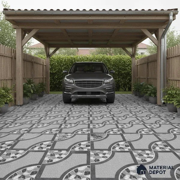 Patterned Look Floor Tile TL 09363 B | Matte Finish 16 x 16 inch Vitrified Tile - 12 mm | Suitable For Kitchen, Bathroom, Bedroom & Office | Pattern Alignment May Vary | 2-3 mm Spacer is Mandatory