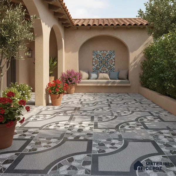 Patterned Look Floor Tile TL 09363 B | Matte Finish 16 x 16 inch Vitrified Tile - 12 mm | Suitable For Kitchen, Bathroom, Bedroom & Office | Pattern Alignment May Vary | 2-3 mm Spacer is Mandatory