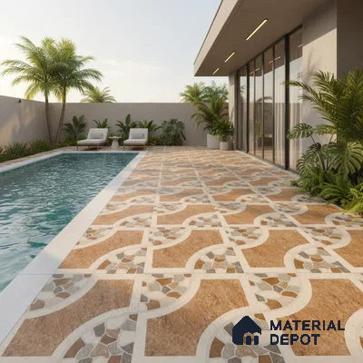 Patterned Look Floor Tile TL 09363 | Matte Finish 16 x 16 inch Vitrified Tile - 12 mm | Suitable For Kitchen, Bathroom, Bedroom & Office | Pattern Alignment May Vary | 2-3 mm Spacer is Mandatory