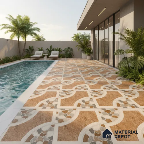 Patterned Look Floor Tile TL 09363 | Matte Finish 16 x 16 inch Vitrified Tile - 12 mm | Suitable For Kitchen, Bathroom, Bedroom & Office | Pattern Alignment May Vary | 2-3 mm Spacer is Mandatory