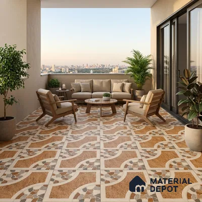 Patterned Look Floor Tile TL 09363 | Matte Finish 16 x 16 inch Vitrified Tile - 12 mm | Suitable For Kitchen, Bathroom, Bedroom & Office | Pattern Alignment May Vary | 2-3 mm Spacer is Mandatory