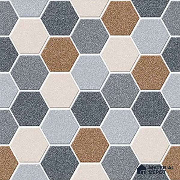Hexagonal Look Floor Tile TL 09365 B | Matte Finish 16 x 16 inch Vitrified Tile - 12 mm | Suitable For Kitchen, Bathroom, Bedroom & Office | Pattern Alignment May Vary | 2-3 mm Spacer is Mandatory