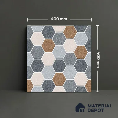 Hexagonal Look Floor Tile TL 09365 B | Matte Finish 16 x 16 inch Vitrified Tile - 12 mm | Suitable For Kitchen, Bathroom, Bedroom & Office | Pattern Alignment May Vary | 2-3 mm Spacer is Mandatory