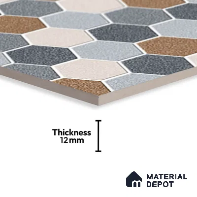 Hexagonal Look Floor Tile TL 09365 B | Matte Finish 16 x 16 inch Vitrified Tile - 12 mm | Suitable For Kitchen, Bathroom, Bedroom & Office | Pattern Alignment May Vary | 2-3 mm Spacer is Mandatory