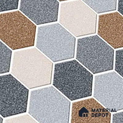 Hexagonal Look Floor Tile TL 09365 B | Matte Finish 16 x 16 inch Vitrified Tile - 12 mm | Suitable For Kitchen, Bathroom, Bedroom & Office | Pattern Alignment May Vary | 2-3 mm Spacer is Mandatory