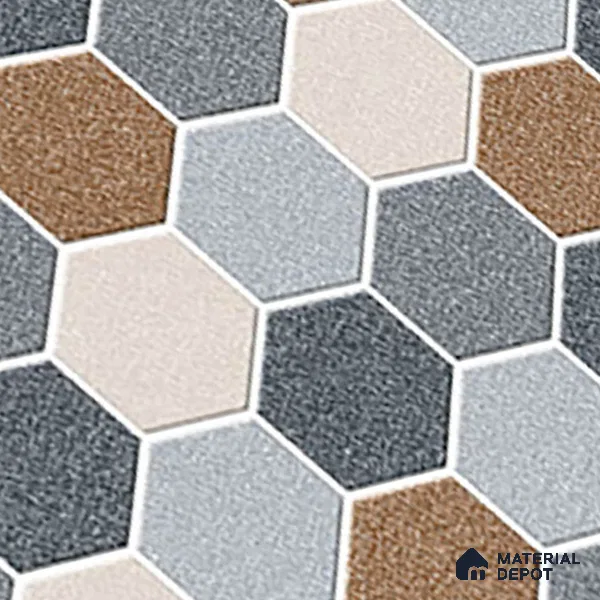 Hexagonal Look Floor Tile TL 09365 B | Matte Finish 16 x 16 inch Vitrified Tile - 12 mm | Suitable For Kitchen, Bathroom, Bedroom & Office | Pattern Alignment May Vary | 2-3 mm Spacer is Mandatory