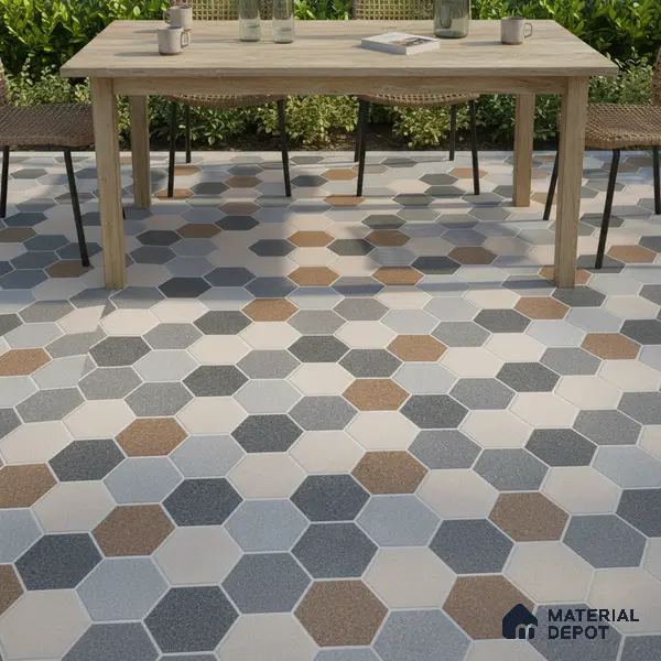 Hexagonal Look Floor Tile TL 09365 B | Matte Finish 16 x 16 inch Vitrified Tile - 12 mm | Suitable For Kitchen, Bathroom, Bedroom & Office | Pattern Alignment May Vary | 2-3 mm Spacer is Mandatory
