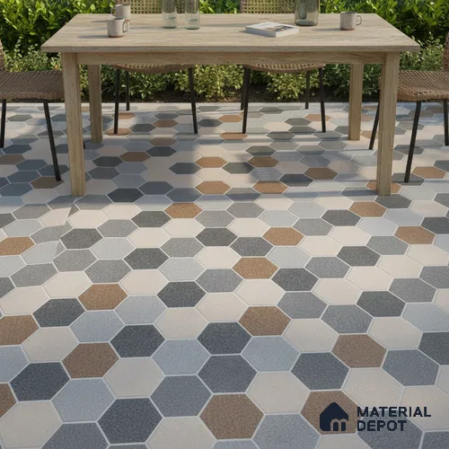 Hexagonal Look Floor Tile TL 09365 B | Matte Finish 16 x 16 inch Vitrified Tile - 12 mm | Suitable For Kitchen, Bathroom, Bedroom & Office | Pattern Alignment May Vary | 2-3 mm Spacer is Mandatory