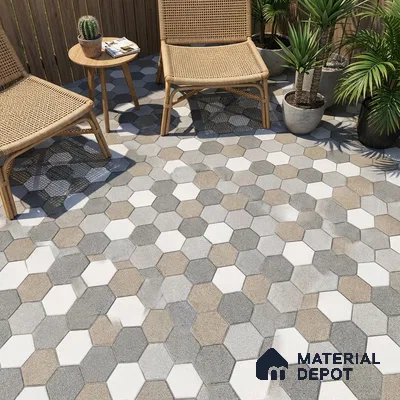 Hexagonal Look Floor Tile TL 09365 | Matte Finish 16 x 16 inch Vitrified Tile - 12 mm | Suitable For Kitchen, Bathroom, Bedroom & Office | Pattern Alignment May Vary | 2-3 mm Spacer is Mandatory