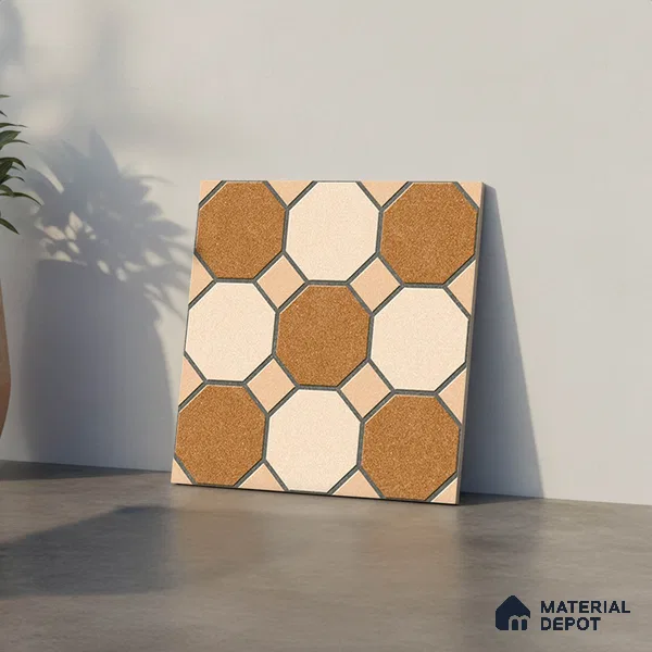 Stone Look Floor Tile TL 09366 B | Matte Finish 16 x 16 inch Vitrified Tile - 12 mm | Suitable For Kitchen, Bathroom, Bedroom & Office | Pattern Alignment May Vary | 2-3 mm Spacer is Mandatory