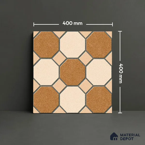 Stone Look Floor Tile TL 09366 B | Matte Finish 16 x 16 inch Vitrified Tile - 12 mm | Suitable For Kitchen, Bathroom, Bedroom & Office | Pattern Alignment May Vary | 2-3 mm Spacer is Mandatory