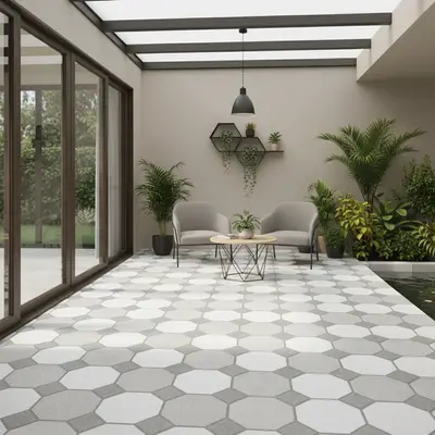 Stone Look Floor Tile TL 09366 | Matte Finish 16 x 16 inch Vitrified Tile - 12 mm | Suitable For Kitchen, Bathroom, Bedroom & Office | Pattern Alignment May Vary | 2-3 mm Spacer is Mandatory