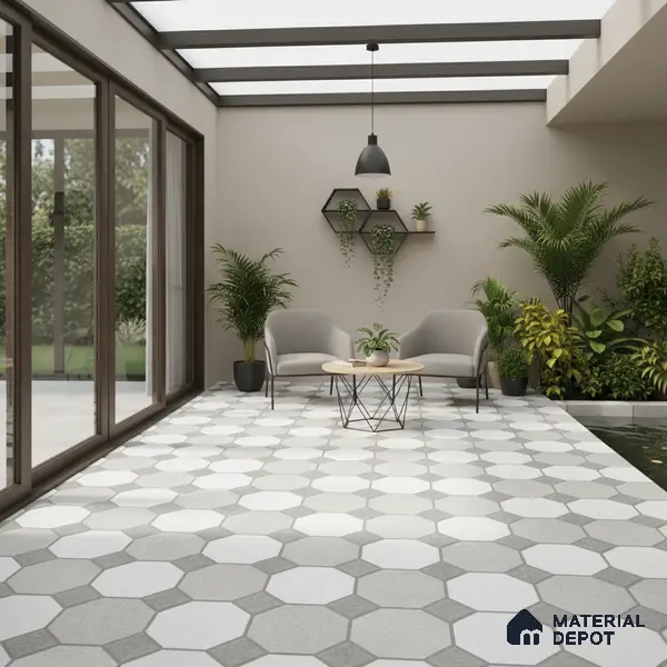 Stone Look Floor Tile TL 09366 | Matte Finish 16 x 16 inch Vitrified Tile - 12 mm | Suitable For Kitchen, Bathroom, Bedroom & Office | Pattern Alignment May Vary | 2-3 mm Spacer is Mandatory