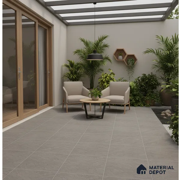 Stone Look Floor Tile TL 09367 E | Matte Finish 16 x 16 inch Vitrified Tile - 12 mm | Suitable For Kitchen, Bathroom, Bedroom & Office | Pattern Alignment May Vary | 2-3 mm Spacer is Mandatory