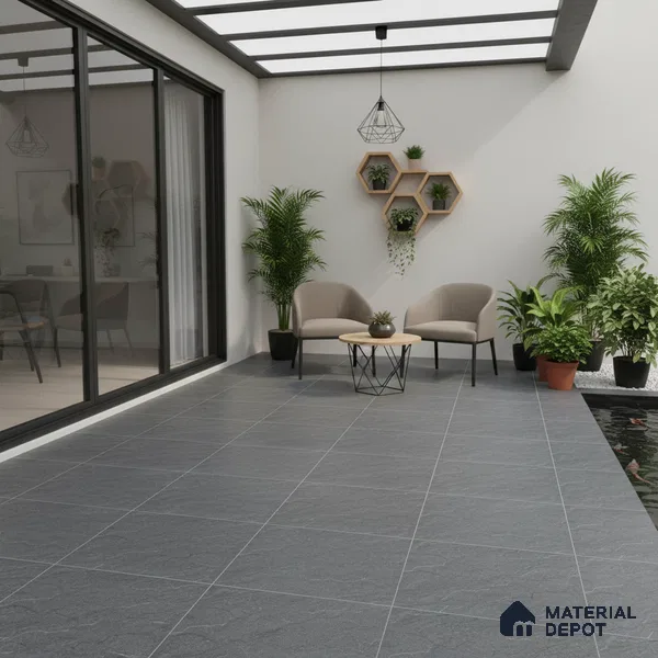 Stone Look Floor Tile TL 09367 | Matte Finish 16 x 16 inch Vitrified Tile - 12 mm | Suitable For Kitchen, Bathroom, Bedroom & Office | Pattern Alignment May Vary | 2-3 mm Spacer is Mandatory