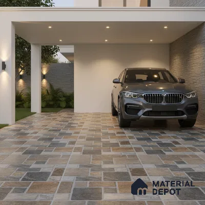 Stone Look Floor Tile TL 09368 | Matte Finish 16 x 16 inch Vitrified Tile - 12 mm | Suitable For Kitchen, Bathroom, Bedroom & Office | Pattern Alignment May Vary | 2-3 mm Spacer is Mandatory
