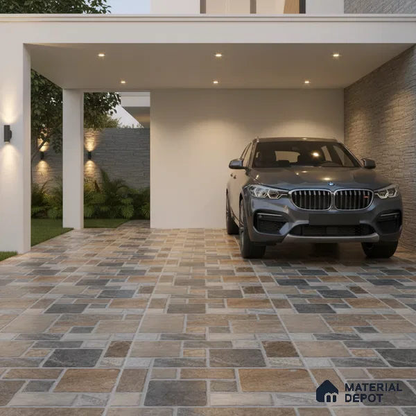 Stone Look Floor Tile TL 09368 | Matte Finish 16 x 16 inch Vitrified Tile - 12 mm | Suitable For Kitchen, Bathroom, Bedroom & Office | Pattern Alignment May Vary | 2-3 mm Spacer is Mandatory
