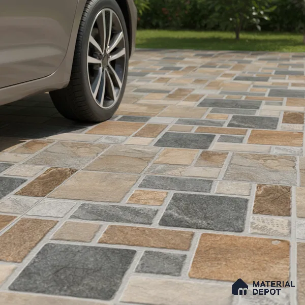 Stone Look Floor Tile TL 09368 | Matte Finish 16 x 16 inch Vitrified Tile - 12 mm | Suitable For Kitchen, Bathroom, Bedroom & Office | Pattern Alignment May Vary | 2-3 mm Spacer is Mandatory