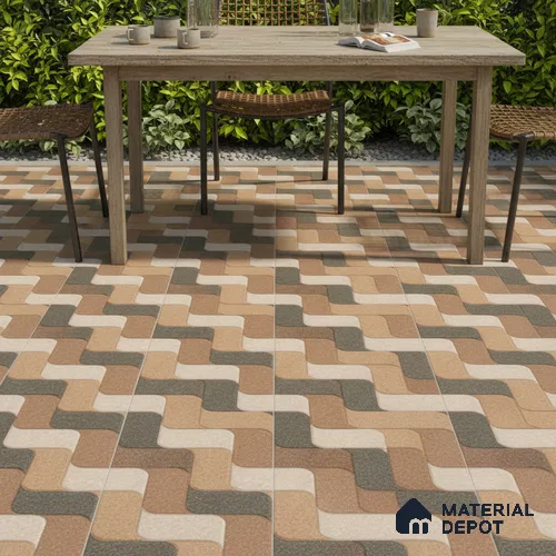 Patterned Look Floor Tile TL 09369 B | Matte Finish 16 x 16 inch Vitrified Tile - 12 mm | Suitable For Kitchen, Bathroom, Bedroom & Office | Pattern Alignment May Vary | 2-3 mm Spacer is Mandatory