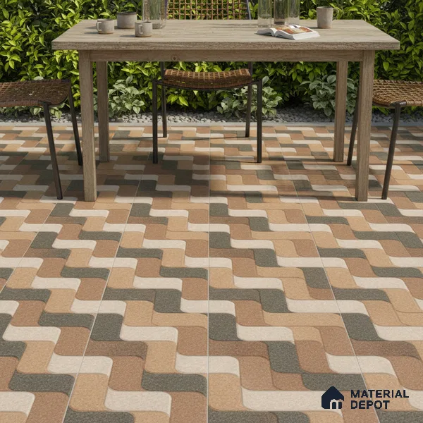 Patterned Look Floor Tile TL 09369 B | Matte Finish 16 x 16 inch Vitrified Tile - 12 mm | Suitable For Kitchen, Bathroom, Bedroom & Office | Pattern Alignment May Vary | 2-3 mm Spacer is Mandatory