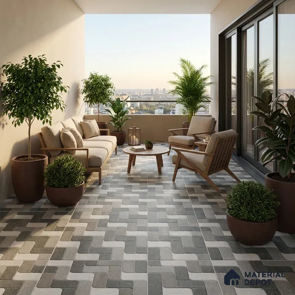 Patterned Look Floor Tile TL 09369 | Matte Finish 16 x 16 inch Vitrified Tile - 12 mm | Suitable For Kitchen, Bathroom, Bedroom & Office | Pattern Alignment May Vary | 2-3 mm Spacer is Mandatory