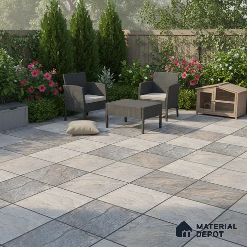 Stone Look Floor Tile TL 09370 | Matte Finish 16 x 16 inch Vitrified Tile - 12 mm | Suitable For Kitchen, Bathroom, Bedroom & Office | Pattern Alignment May Vary | 2-3 mm Spacer is Mandatory