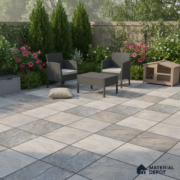 Stone Look Floor Tile TL 09370 | Matte Finish 16 x 16 inch Vitrified Tile - 12 mm | Suitable For Kitchen, Bathroom, Bedroom & Office | Pattern Alignment May Vary | 2-3 mm Spacer is Mandatory
