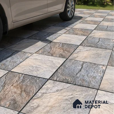 Stone Look Floor Tile TL 09370 | Matte Finish 16 x 16 inch Vitrified Tile - 12 mm | Suitable For Kitchen, Bathroom, Bedroom & Office | Pattern Alignment May Vary | 2-3 mm Spacer is Mandatory