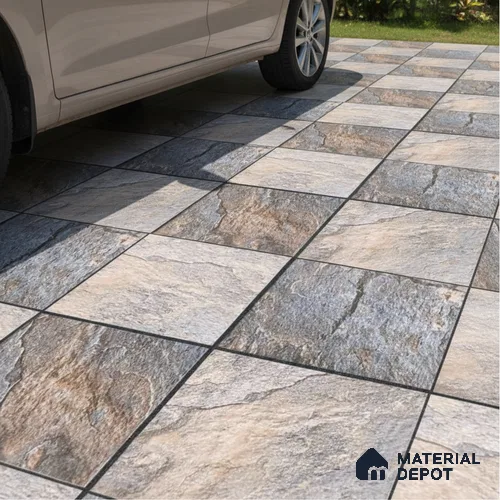 Stone Look Floor Tile TL 09370 | Matte Finish 16 x 16 inch Vitrified Tile - 12 mm | Suitable For Kitchen, Bathroom, Bedroom & Office | Pattern Alignment May Vary | 2-3 mm Spacer is Mandatory